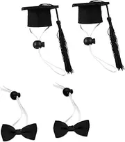 BESPORTBLE 4pcs Mini Graduation Cap Bow Tie for Dogs Pet Bachelor's Hat Dog Accessory Pet Supplies