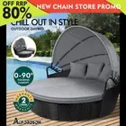 ALFORDSON Outdoor Sun Lounge Day Bed Wicker Furniture Sofa Bed Garden Black 3PCS