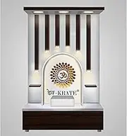 Wooden 3D Fram Temple | White temple with LED Light for Home and Office|Home Temple|Puja Mandir|Table Top Home Mandir(DESIGN 56) (48 X 30 X 16 INCH)
