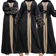 Abaya Women Muslim Open Front Cardigan Kaftan Maxi Dress Ramadan Islamic Caftan