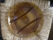 Indiana Tiara Sandwich Glass Divided Serving Platter Amber 12 inch