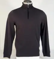 Perry Ellis Black Cotton Blend 1/4 Zip Long Sleeve Sweater Mens NWT