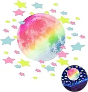 Glow in The Dark Stars Stickers for Ceiling, Starry Sky Shining Decoration, Adhesive 108pcs 3D Glowing Stars and Moon, Create a Realistic Starry Sky, Room Decor, Wall Stickers, for Boy Girl Bedroom