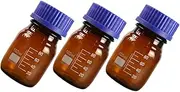 Cabilock 3Pcs Glass Reagent Bottles Laboratory Sample Container Leak Chemical Storage with Sealing and Break Resistant for Safe Liquid Handling