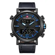 Sport Watch Leather Waterproof Quartz Watches Date Led Analog Clock For Men