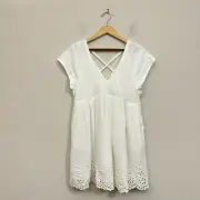NWT DAILY PRACTICE by ANTHROPOLOGIE White Valensole Dress V-Neck w Pockets Sz S