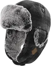 [Fancet] Unisex Warm Aviator Hat Winter Soft Trapper Hat with Faux Fur Windproof Grey S/M, 89079_Grey, M