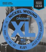 10 SETS D'addario Nickel Wound 3rd Jazz Light (12-52) Guitar Strings / EJ21