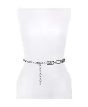 Michael Kors Women’s Metal Logo Chain Belt – Pol Silver-Tone, Small/Medium