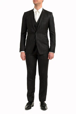 Dolce & Gabbana Men's "Gold" 100% Wool Striped Two Button Three Piece Suit