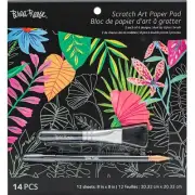 Scratch Art Paper Pad Tropical 12 Designs Metallic Guided Art Craft Easy To Fram