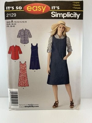 Simplicity - Sew Easy Pattern 2129 Dress / Pinafore, Shirt Size 10 - 18