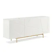 Buffet Sideboard Colour Ceramic Top MDF in Glossy White Gold Colour