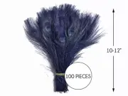 100 Pieces – Navy Blue Bleached & Dyed Peacock Tail Eye Wholesale Feathers Bulk