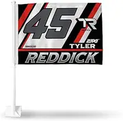 Rico Industries NASCAR Racing Tyler Reddick Double Sided Car Flag - 16" x 19" - Strong Pole That Hooks onto Car/Truck/Automobile