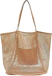 [kowaku] Beach Shoulder Bag Hobo Pouch Mesh Bag for Picnic Shopping Travel Camping Hiking