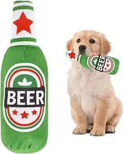 Squeaky Dog Interactive Play Toy, Dog Toys, Interactive Dog Chew Toy, Beer Bottle Plush Puppy Toys Portable Funny Cute Pet Plush Squeaky Dog Toy for Small Medium Dogs and Other Pets (Green)