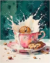 TAOPAOLAB Dessert Paint by Numbers Kit for Adults - DIY Cookie Splash in Pink Teacup Painting on Canvas 16x20In, Acrylic Paint Set, Suitable for Beginners, Art for Home Decoration or Gifts