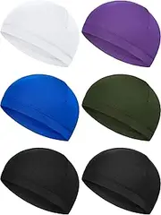 [CZSHEYDOKI] 6 Pieces Liner Skull Caps Sweat Wicking Cap Running Hats Cycling Skull Caps for Men and Women