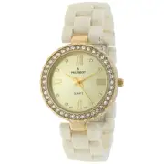 Peugeot Women's Cream Genuine Ceramic with Swarovski Crystal Bezel Watch