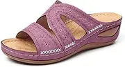 [Generic] Woman Orthopedic Comfy Summer Slippers with Three Arch Support Design Comfortable Strap Sandals and Flip Flops with Arch Support Beach Non Slip Slides (Purple 42 M EU)