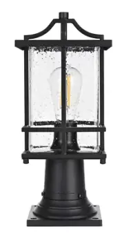 Light Fixture Outdoor Glass Shade Exterior Pole Porch Walkway Patio Lantern 16"