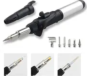 [FROGBRO] Gas Soldering Iron Set with 6 Accessories and Tin Wire, Continuous Adjustment, Multi-Function Butane Soldering Iron for Pyrography Welding Jewelry Repair