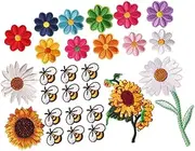 Operitacx 27Pcs Cute Bee Flower Embroidered Patches Iron Sew Appliques for Clothing Bags Hats DIY Decoration Durable Multipurpose Use Strong Adhesion for Stylish Repairs