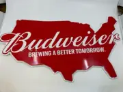 Budweiser Beer United States Map Tin Tacker Sign (RO1065233)