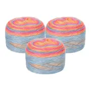 3Pcs 100g Gradient Cake Cotton Yarns Soft Rainbow Yarn Mixed Rose Red (300g)