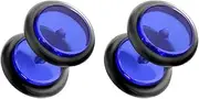 [Pierced Owl] 16GA Acrylic Fake 0GA Plugs with Black O-Rings, Sold as a Pair