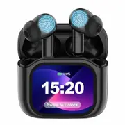 AI Language Translation Earbuds,In-Ear LCD Touchscreen Real-Time Translator for 144 Languages and Accents,Ideal for Travel and Business,Black