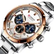 Curren Mens Quartz Watches Chrono Waterproof Stainless Band Date Analog Watch