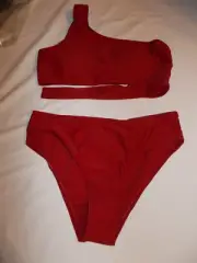 NWT Soly Hux Girls 150 (which is a size 10) Red Two Piece Swimsuit One Shoulder