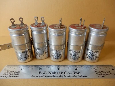Sprague 71819 15uf 100VAC Can Capacitors Qty 5 NOS Sample = 25.4uf 18.24uf