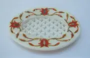 4.5 x 3.5 Inches Marble Soap Stone Carnelian Stone Inlay Work Nail Clipper Dish