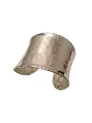 Sterling Silver Plated Adjustable Cuff Bracelet, Hammered Silver, by Anju