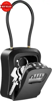 Portable Key Lock Box 4-Digit Combination Waterproof Safe for Outdoor House Key