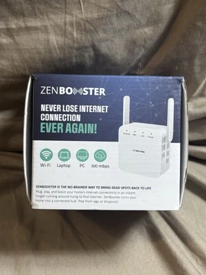 2.4Ghz Dual Band WiFi Extender Zen Booster Internet Range Zenbooster 300Mbps