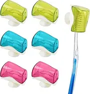 Framendino, 6 Pack Toothbrush Head Covers Caps Holder Case Protector Box with Suction Cup Convenient for Bathroom Wall Mirror Home Outdoor Travel