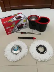 360° Spin Mop and Bucket w/wringer Set +2 Microfiber Refills Floor Cleaning