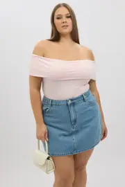 Pink Top Off Shoulder Short Sleeve Supersoft