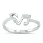 Music Notes Ring Sterling Silver 925 White Lab Opal Face Height 6 mm Size 10