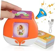 BCOATH Educational Flash Cards for Double Sided Cards English Spanish Interactive Learning with Music for Speech Development Language Skills Fox
