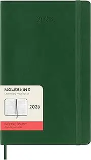 Moleskine Classic Day Planner for 12 Months 2026, Soft Cover, Large (12.7cm x 21cm), Myrtle Green, 400 Pages