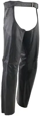 River Road Plains Leather Chaps Black - Medium