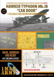 1ManArmy 24DET018 1:24 Hawker Typhoon Mk.IB 'Car Door' mask for Airfix