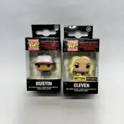 Lot of 2 Funko Pocket Pop Keychain Stranger Things Eleven w/Wig and Dustin NIB
