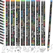 Pasimy 120 Pcs Reading Motivational Pencils Bulk Black Novelty Wooden Pencils with Eraser Classroom Inspirational Pen with Sayings for Kids Student Teacher School Reward Gifts Stationery Party