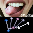 5Pcs/Set Mixed Acrylic Ball Barbell Soft Bar Tongue Ring Studs Body Piercing-ja
